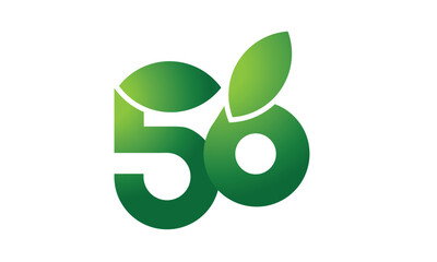 56 Leaf Logo Number Green Simple Nature