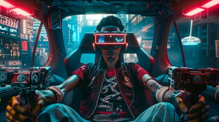 Obraz premium gamer with neon light