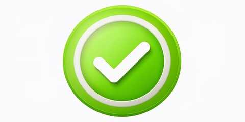 A bright lime green circle with a green tick or check mark symbol in the center, symbolizing approval, confirmation, and validation on a white background.