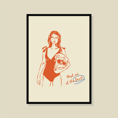 La Dolce Vita hand drawn vector illustration in a poster frame. Art for poster design, postcards, branding, logo design, background.