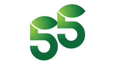 55 Leaf Logo Number Green Simple Nature