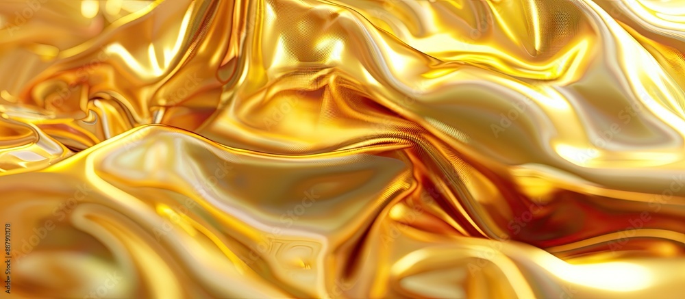 Poster Texture of shiny yellow gold metal creating a background for a copy space image