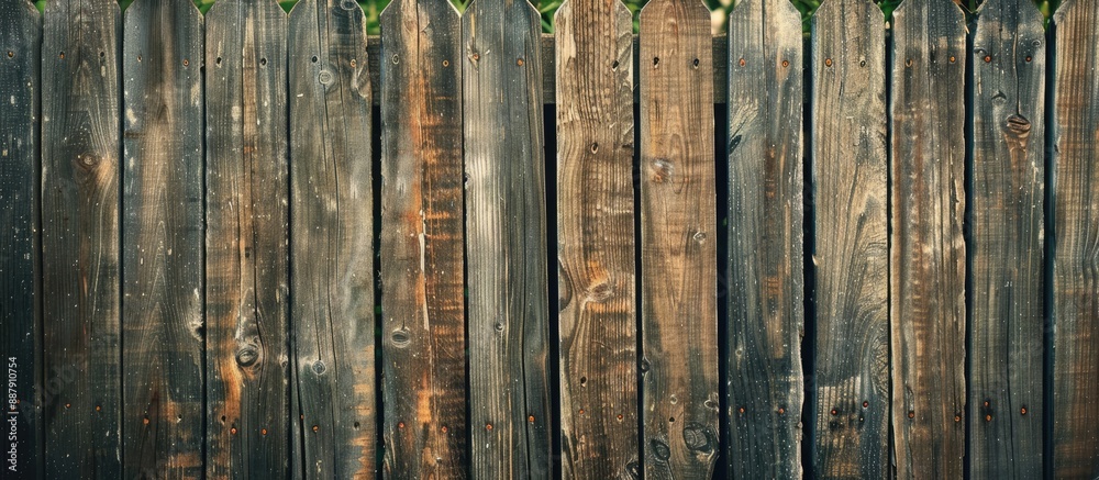 Leinwandbilder Top view of a vintage countryside fence with a rustic texture background ideal for a copy space image