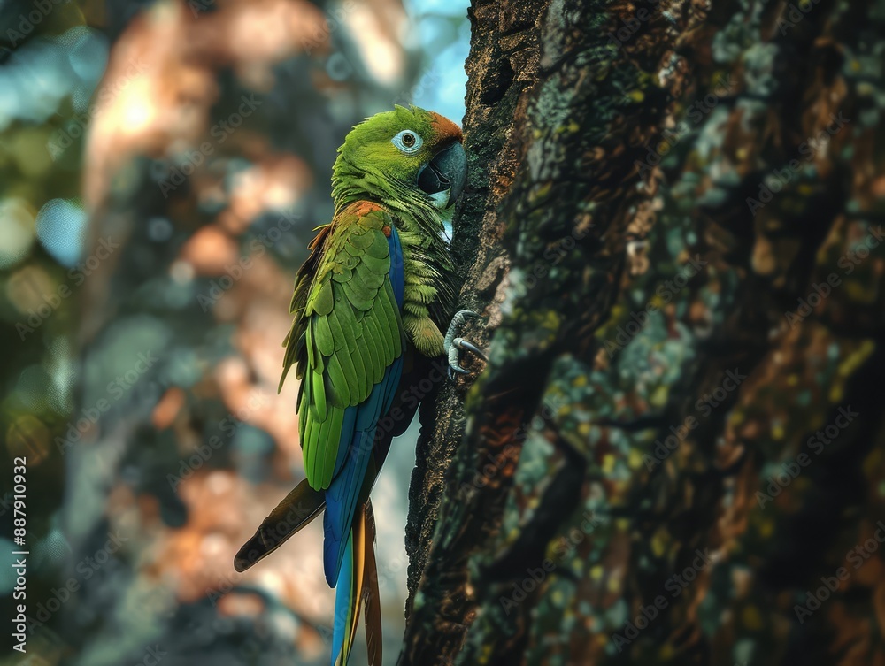 Sticker blue and yellow macaw