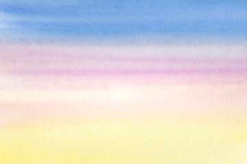 Watercolor background for design. Soft gradient abstract sunset. Delicate colors, pastel shades.