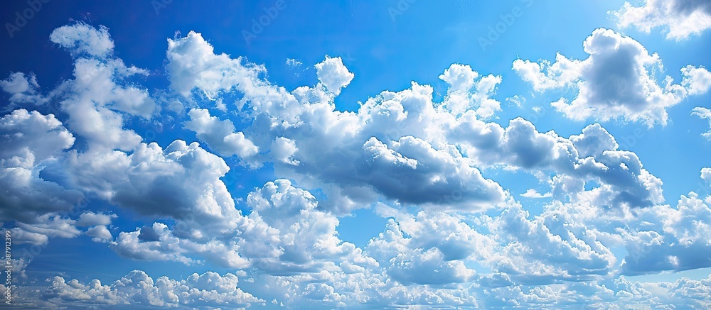 Aufkleber a serene blue sky with fluffy white clouds creating a picturesque copy space image