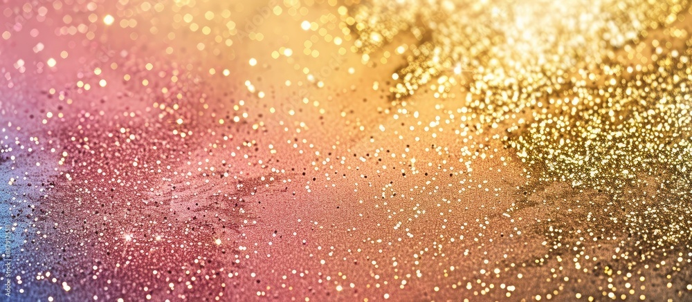 Poster top view of a gold glitter smudge on a colored background perfect for christmas designs complete wit