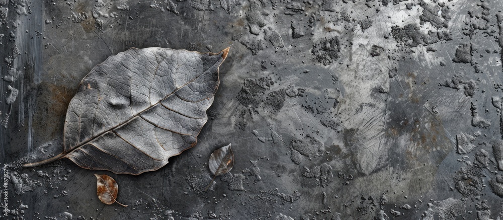 Aufkleber Iron profile texture on a gray metal leaf background with copy space image