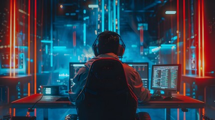 Obraz premium gamer with neon light