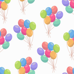 Colorful balloons seamless pattern. Party, event, happy birthday. Design element, vector isolated on white background.