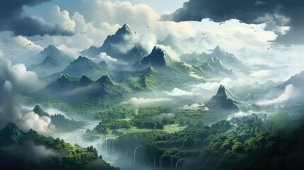 Fototapeta premium Towering mountains standing in majestic splendor