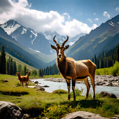 Fototapeta premium deer in the mountains