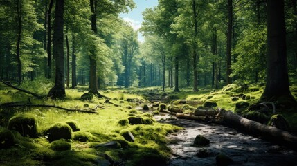 Obraz premium Towering trees in lush woodland