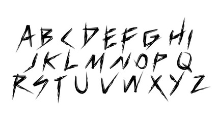 grunge font style type alphabet vector collection. Set of doodle collection of grunge elements Punk Rock music type font
