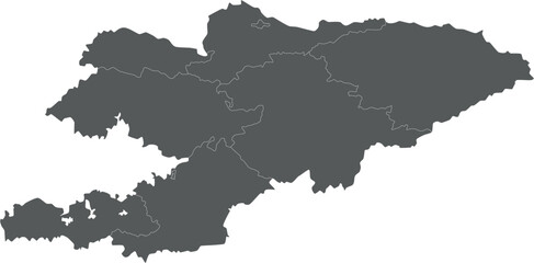 Vector blank map of Kyrgyzstan with regions and administrative divisions. Editable and clearly labeled layers.