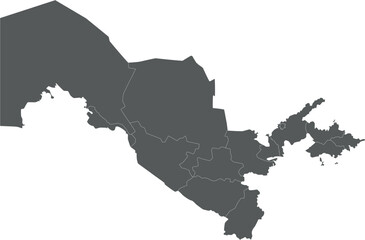Fototapeta premium Vector blank map of Uzbekistan with regions or territories and administrative divisions. Editable and clearly labeled layers.
