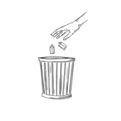 Hand-Drawn Vector Illustration of Waste Disposal and Recycling