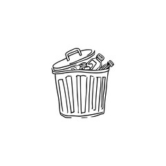 Hand-Drawn Vector Illustration of Waste Disposal and Recycling