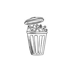 Hand-Drawn Vector Illustration of Waste Disposal and Recycling