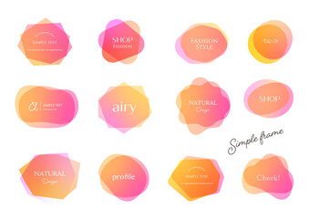 エアリー透明感の可愛い幾何学パステルフレームグラデーションset　ピンクオレンジ