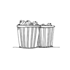Hand-Drawn Vector Illustration of Waste Disposal and Recycling
