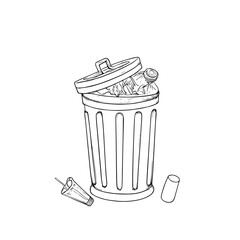 Hand-Drawn Vector Illustration of Waste Disposal and Recycling