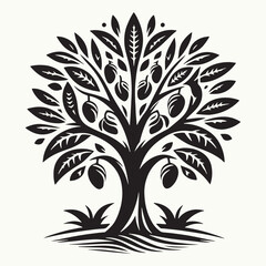 Mango Tree Silhouette Vector Illustration