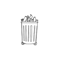 Hand-Drawn Vector Illustration of Waste Disposal and Recycling