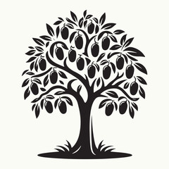 Mango Tree Silhouette Vector Illustration