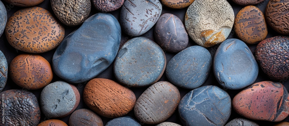 Aufkleber Background with round pebble stones offers a unique artistic touch in an image with copy space