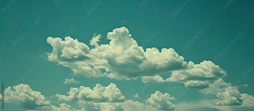 Wall mural summer sky in navy blue with small white clouds perfect as a copy space image