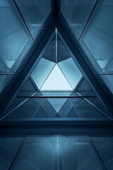 Obraz premium 3d triangle architecture with matte, gradient, deep, blue color. Minimalist Clean design. Elegant and high fashion 