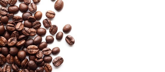 Obraz premium Coffee beans on a white background with copy space image