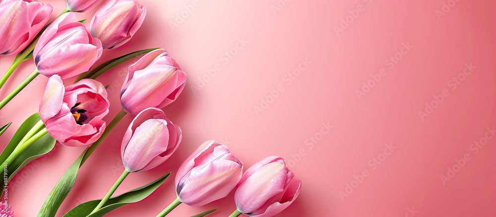 Poster a greeting card with pink tulips suitable for various occasions like birthdays easter women s day mo