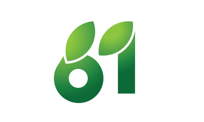 61 Leaf Logo Number Green Simple Nature