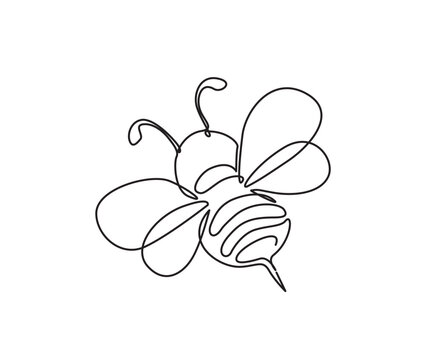 recommend clip art: Continuous one line drawing of flying bee. Simple illustration of honey bee line art vector illustration.