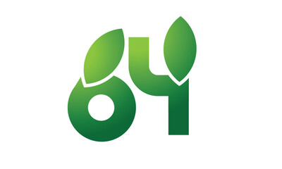 64 Leaf Logo Number Green Simple Nature
