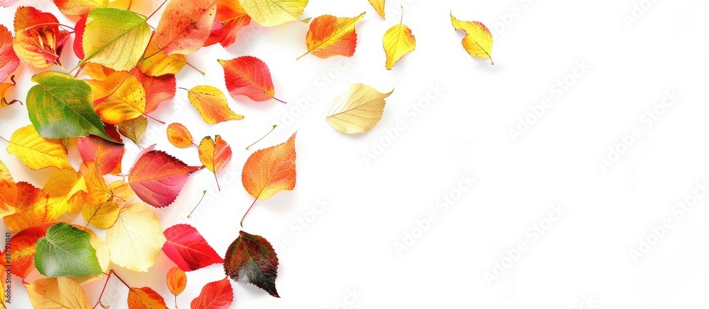 Canvas Prints colorful autumn foliage on white background with copy space image