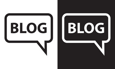 blog icon vector, speech icon vector in line art style on white and black background. EPS 10