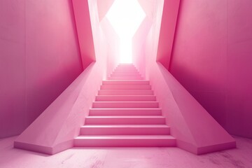 Obraz premium 3d triangle architecture with matte, gradient, deep, pink color. Minimalist Clean design. Elegant and high fashion