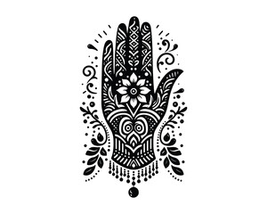 Mehndi henna tattoos on hands