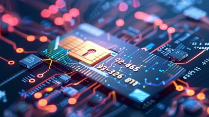 Graphic showing a credit card and a digital lock for safe online payments