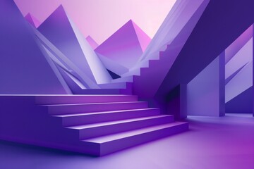 Obraz premium 3d triangle architecture with matte, gradient, deep, purple color. Minimalist Clean design. Elegant and high fashion