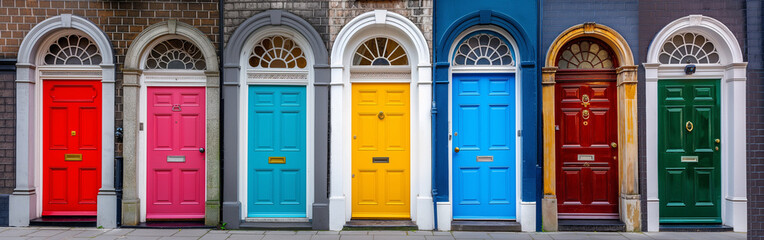 Colorful collection of doors in Dublin, Ireland