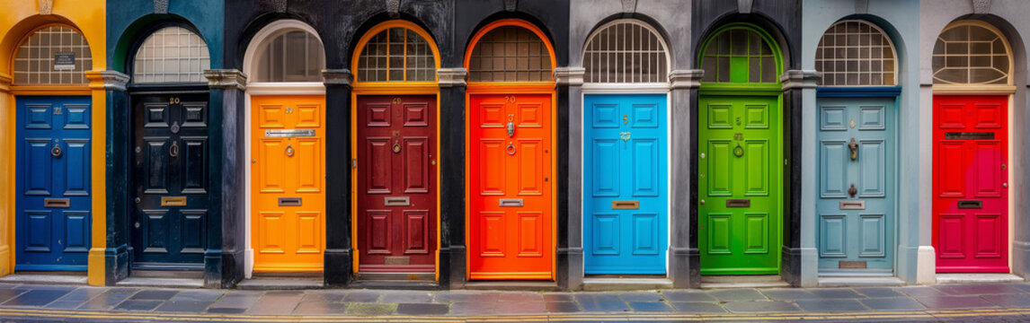 Colorful collection of doors in Dublin, Ireland