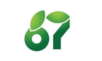 67 Leaf Logo Number Green Simple Nature