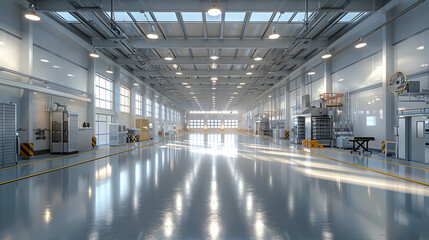 Interior of an industrial factory specializing in mechanical engineering for transformer manufacturing