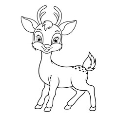 Cute Deer cartoon line art