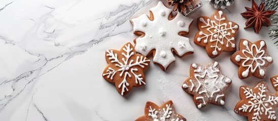 Festive handmade cookies perfect for Christmas and New Year celebrations with a charming copy space image