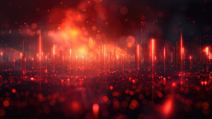 stock market chart, candlestick pattern with trendline for financial trading